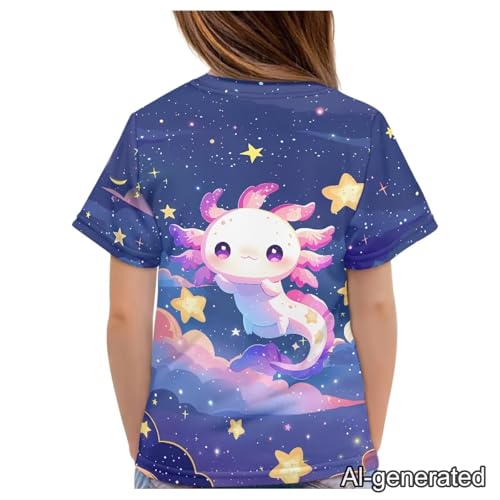 Image of Renewold Kids Novelty T-Shirt for Girls Boys Short Sleeve Crewneck Summer Tee Soft Breathable Graphic Shirt for Age 2-16