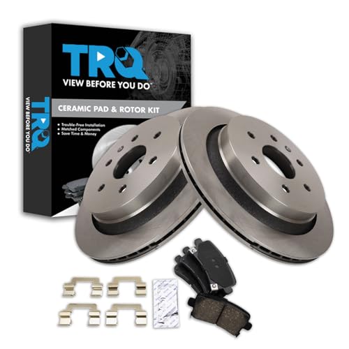 Image of TRQ Rear Brake Pad and Rotor Set Ceramic Compatible with 2013-2019 Cadillac XTS