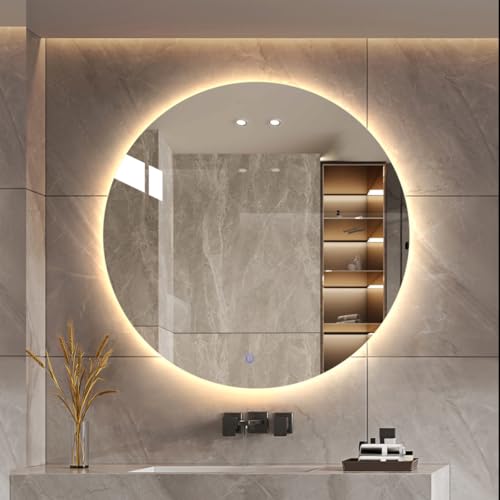 Espelho Redondo Lopazzi 50x50cm com LED Touch – Iluminação Moderna e Decorativa para Banheiro, Quarto e Penteadeira