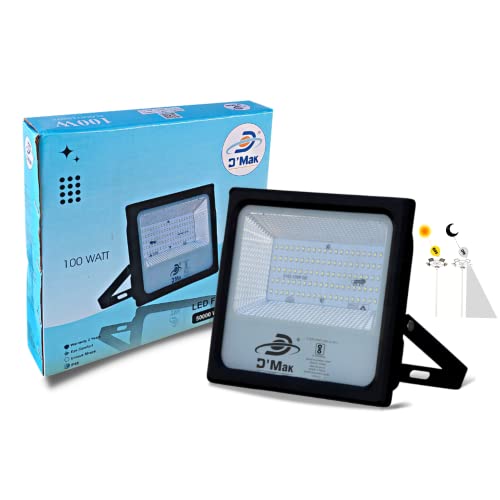 Image of D'Mak 100 Watt LED Flood Light Grey Body Down Chock Waterproof IP65 for Outdoor Purposes (1, White)