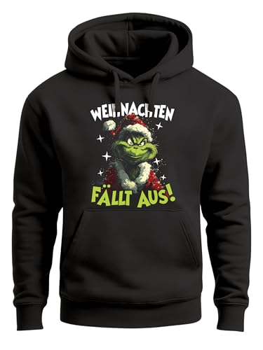 MoonWorks Hoodie Herren Spruch Anti Weihnachten fällt aus Kapuzen-Pullover Weihnachtspullover Männer Schwarz 5XL
