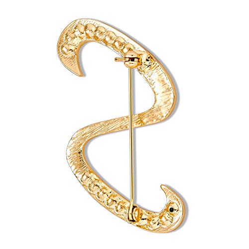 Image of Bling Jewelry Large Statement ABC Pave Crystal Cursive Script Monogram Letters Alphabet Initial Scarf Lapel Pin Brooch For Teen Women Rose, Yellow Gold Silver Plated