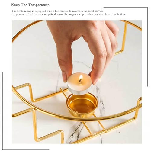 XMWOEIX Chafing Dish-Buffet-Set – Chafing Dish aus Keramik mit Marmor-Imitat-Finish – Chafing Dish und Buffetwärmer-Set für Buffet-Hochzeiten, Partys, Bankette, Catering-Events, Schwarz, 0,4 Quart – Bild 8