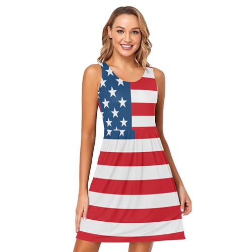Image of ALAZA Women's Summer Dress Sun Dress Sleeveless with Pockets