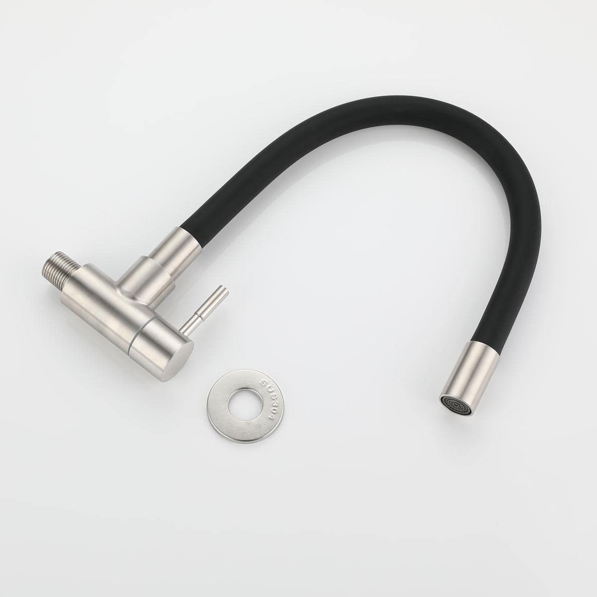 HomeLava Grifo de Cocina de Pared Grifo de Montaje en Pared Tubo de Silicona Flexible Giratorio a 360 ​​° Agua Fría