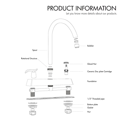 Solvex 2 Handle Kitchen Sink Faucet, High Arc 360 Swivel Stainless Steel Pipe 3 Hole Kitchen Faucet, Commercial Modern Chrome Kitchen Sink Faucet, Us-Sp-80103 #TOP6