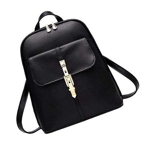 Sac à dos décontracté pour femme noir en matière mate au style tendance