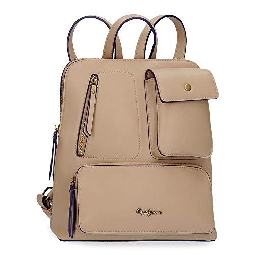 Pepe Jeans Zoe Mochila Casual Beige 31x35x12 cms Piel Sintética 13.02L