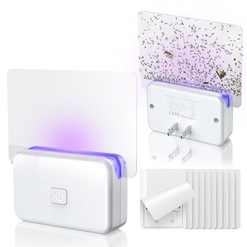 LFSYS 2 Pcs Fruit Fly Traps for Indoors (2 Device+10 Refills) Plug in UV Light Fly Trap for Gnats, Fruit Flies, Flying Insects Sleek Design Indoor Safe