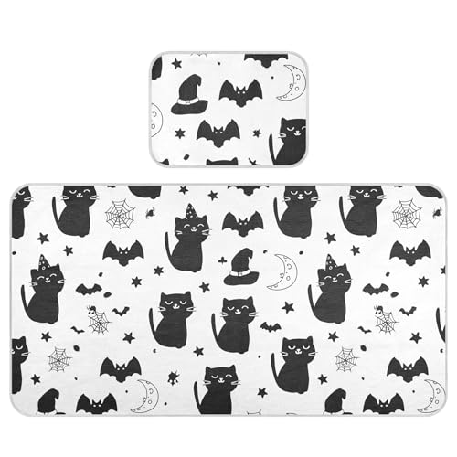 Burbuja Baby Cooling Mat Cats Bats Webs Bed Pad Ice Silk Cool Mat for Crib Mattress, Sleeping Pad with Pillowcase for Girl Boy, 28x52 in