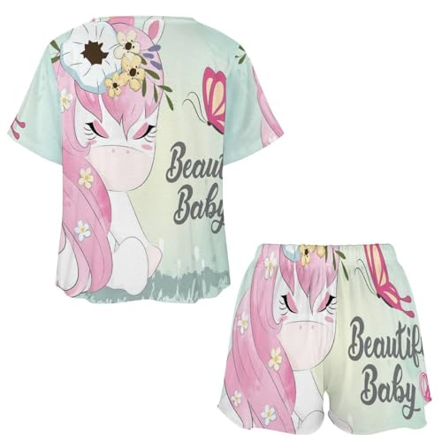 Pyjama licorne papillon femme ensemble de pyjama idée cadeau été
