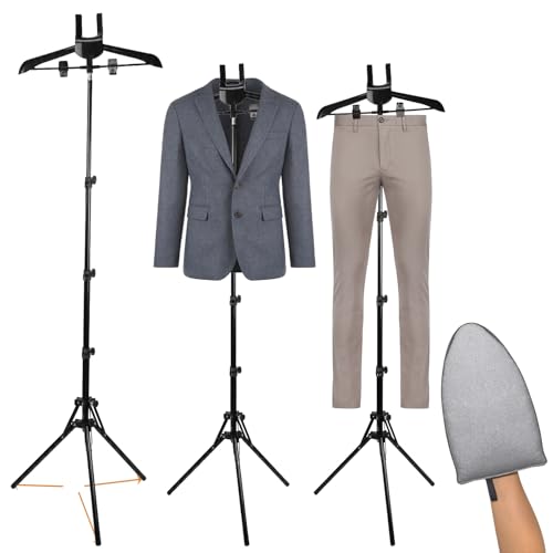 Steamer Stand With Ironing Gloves 165cm Garment Steamer Stand Folding Telescopic Clothes Steamer Holder Stand Hanger For Steaming Clothes teamer Hanger Stand Patent Pending