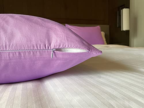 Image of Soft Pillow Covers 21 x 30 Inches - 100% Egyptian Cotton 400 Thread Count Set of 2 Pillow Cover Set Envelope Closure Hotel Quality Pillowcase - Lilac