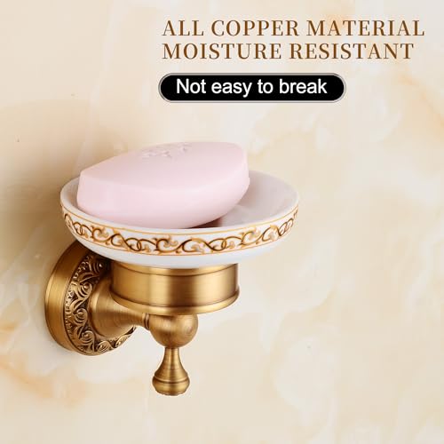 Image of Wall Mounted Bathroom Soap Dish Holder, Antique Brass Pattern Carving,Brushed Bronze