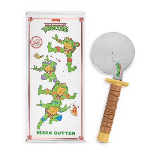 Teenage Mutant Ninja Turtle Pizza Cutter - TMNT Ninja Turtles Sword Pizza Slicer - Stainless Steel Wheel with Ergonomic Grip Handle - Thumb Guard Protection - Fun Kitchen Tool for Pizza Lovers