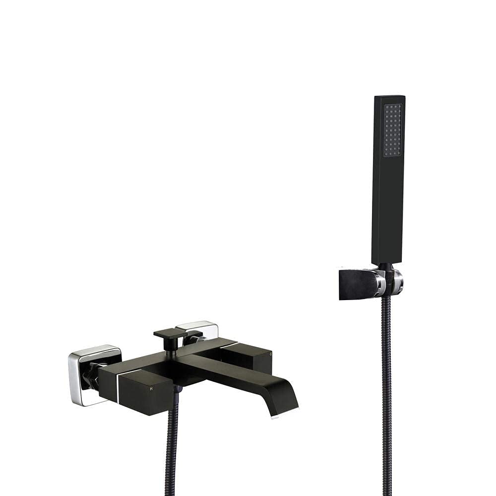 Sjdopulse Black Shower Mixer Taps Wall Mounted Bath Shower Mixer Tap Bath Basin Mixer Taps Bath Tub Mixing Waterfall Tap Bath Filler