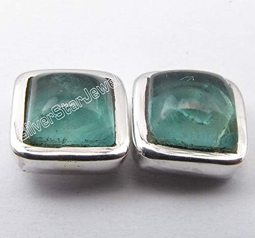 Sterling Silver Apatite tcw 2.4 Stud Earrings 0.3" 2.7 Grams - Image 2