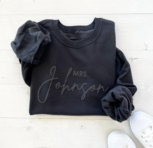 Up2ournecksinfabric Bride Sweatshirt Mrs Sweatshirt - Custom Mrs Sweatshirt - New Mrs - Honeymoon Pajamas - Wedding Gift - Future Mrs. Gift Multiple Colors3