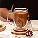 CNGLASS 12oz Double Walled Glass Coffee Mugs,Insulated Glass Mugs with Handle,Clear Espresso Cups for Latte,Cappuccino,Tea Bag,Set of 2