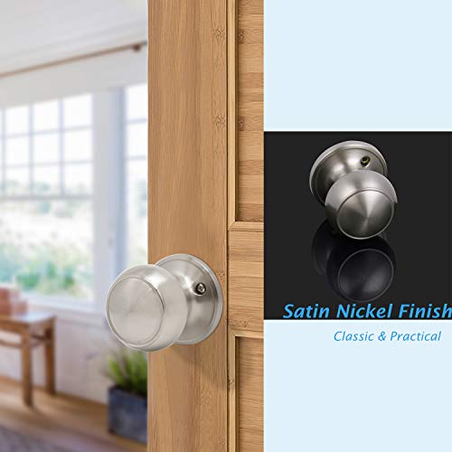 Knobonly 6 Pack Dummy Door Knob Pull/Push Function Single Side Handleset Satin Nickel Finish #TOP2
