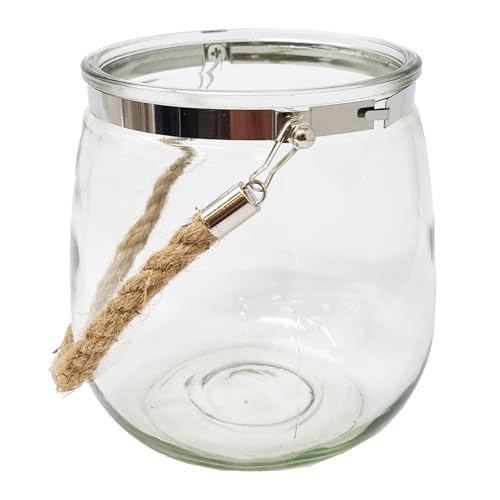 Windlicht Glas Teelicht Landhaus – Romantisches Gartenlicht Jute Henkel