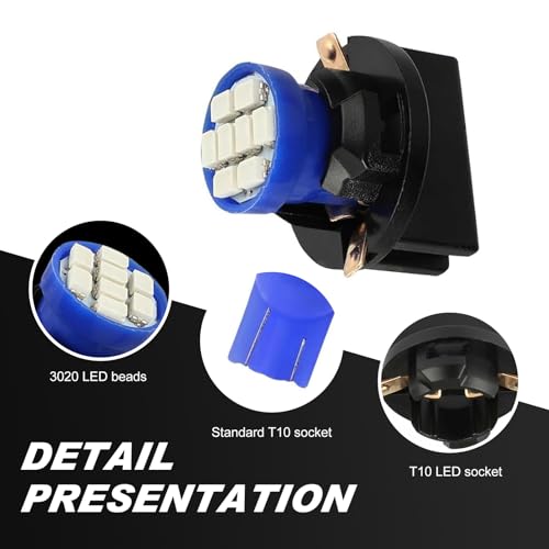 10 LED T10 para tablero Azul, 8-SMD, alta luminosidad miniatura 6