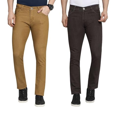 Image of DAIS Men's Stretchable Slim Fit Mid Rise Jeans, Pack of 2, (Combo of 2 Jeans)