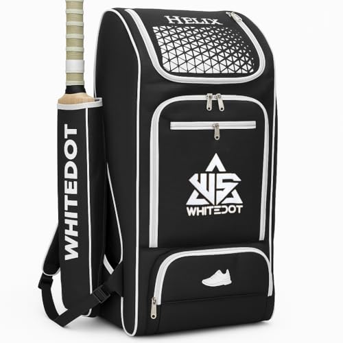 Image of WHITEDOT SPORTS Helix Cricket Wheelie Kitbag | Wheels, Dual Bat Sleeves, Shoe Compartment & Heavy-Duty Handle | Ideal for Men & Boys