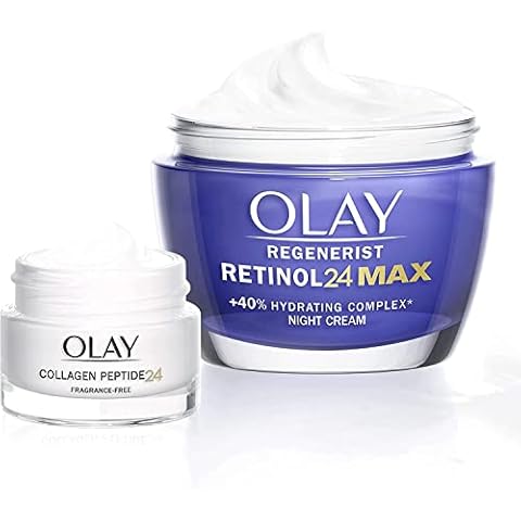 Olay Retinol 24 MAX Crema De Noche y Collagen Peptide 24 Crema Hidratante De Día Cover