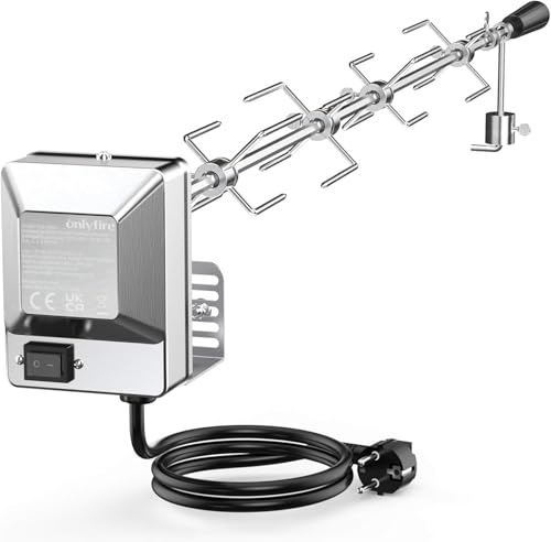onlyfire Universale girarrosto per Barbecue, 100cm Quadrato 9x9mm spiedo, 4X forchetta, Motore in...