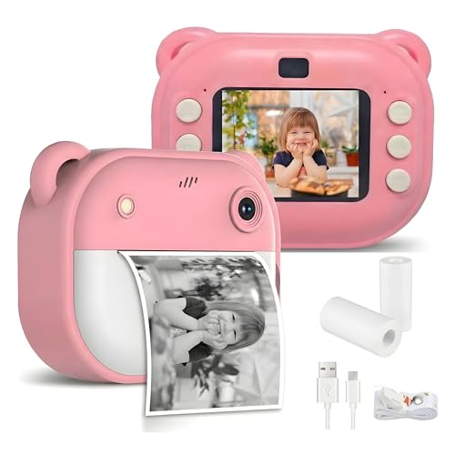 Image of Chickmama Kids Instant Print Camera, 1080P HD 13MP, Thermal Inkless Printing, Rechargeable Digital Camera for Kids, Gift for Boys & Girls Age 3-12, 2 Roll Paper Included