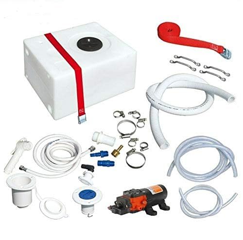 GFN Kit de ducha completo con tanque autoclave y accesorios para barco náutico, autocaravana, camping