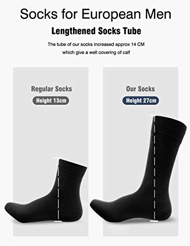 5 Pairs Mens Dress Socks Comfortable Cotton Crew Sock Calf High Breathable Formal Socks with Gift Box, Size 6-10 (Black)