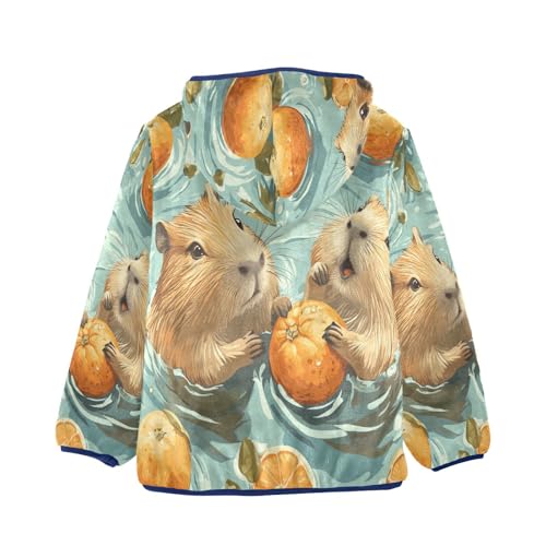 Cute Guinea Pigs Swimming Toddler Fleece Jacket Girl Boys Hooded Fleece Jacket Coat Warm Outwear Zip-up 3-10T2