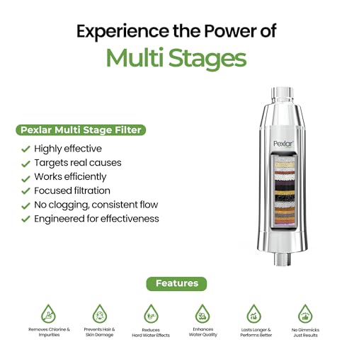 Image of Pexlar SFA25 Pro - Water Filter for Tap - Hard Water Softener for Tap & Shower - Control Hair Fall - for Better Hair and Skin - with Universal Cartridge - 1 Pack