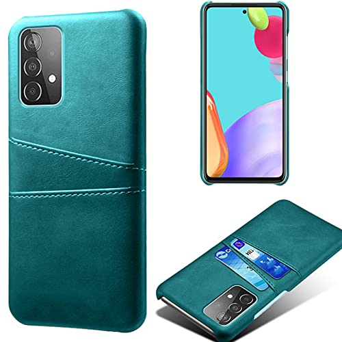 Galaxy A52 5G ケース カードも入る 背面レザーの質感がオシャレなハードケース カード入れ 2枚 シンプル レトロ SC-53B ピーコックグリーン