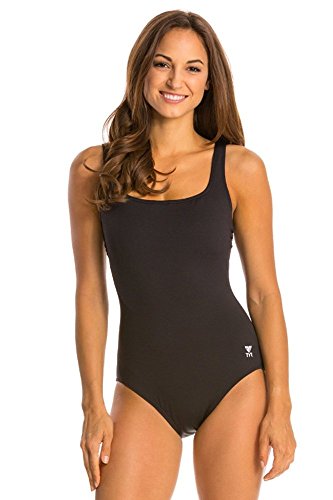 TYR Fit Solid Aqua Tank Suit Black 16