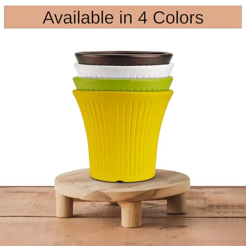 Image of GARDENS NEED 12 Inches Tancy Round Flower Pot | Set of 4 | White | Plastic Planter Pots for Indoor & Outdoor Home, Office & Balcony Decoration