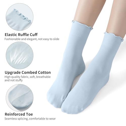 3 Pairs Pilates Socks for Women, Non-slip Grips Yoga Socks Ruffle Cuff for Ballet Barefoot Workout Socks2