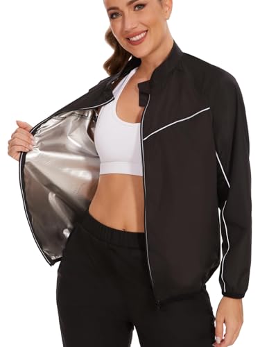 SEXYWG Women's Sauna Jacket with Zipper for Gym & Running