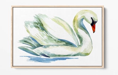 Tableau cygne blanc aquarelle pour grand mur vide - 2