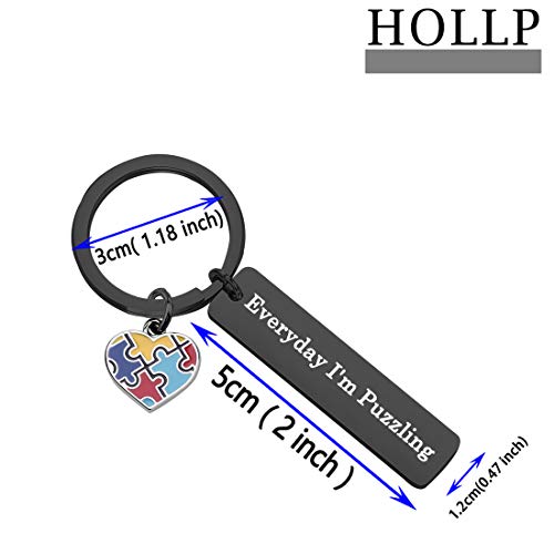 HOLLP Funny Autism Keychain Everyday I'm Puzzling Keychain Autism Awareness Gift Puzzle Piece Keychain2