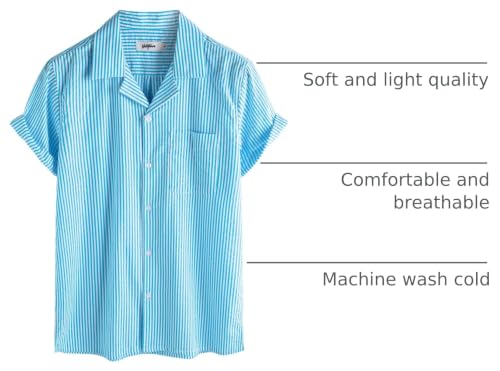 Image of VATPAVE Mens Striped Summer Shirt Casual Button Down Short Sleeve Beach Shirts Cotton Shirts for Men