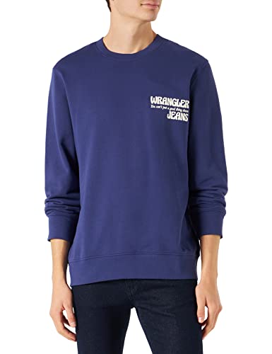 Wrangler Slogan Crew Sudadera, Blue Ribbon, Small de los Hombres Cover