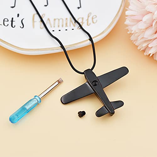 Airplane Ashes Necklace Aircraft Cremation Urn Necklace for Ashes Pendant Stainless Steel Keepsake Memorial Jewelry for Women Men4