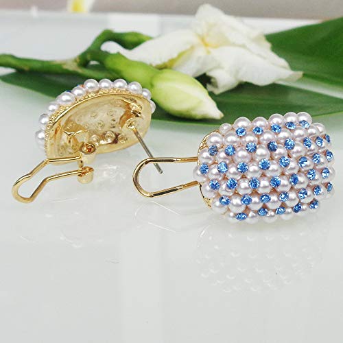 Navachi 18k Gold Plated Colorful Crystal Little Pearl Omega Back Earrings3