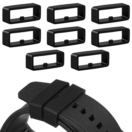 Yuomeaz 8Pcs Watch Strap Loop, 22 mm Watch Band Strap Loop Replacement, Black Silicone Watches Band Holder
