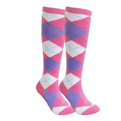 Image of Couver Women's Argyle Knee High Socks - Soft Acrylic Over the Calf Tube Style Socks for Casual Athletic - One Size