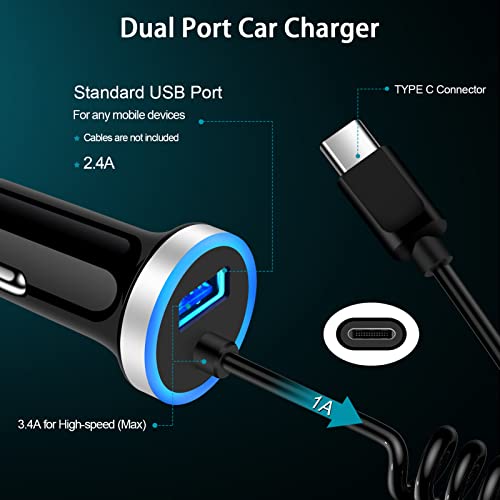 Usb C Pixel 7A 7 Car Charger,Fast Android Auto Phone Car Plug For Google Pixel 7 Pro Fold 6A 6 5A 5 4Xl,Cigarette Lighter Adapter Type C Coiled Cable 3Ft For Samsung Galaxy S23 A13 5G,A53 S22Ultra S21 #TOP4