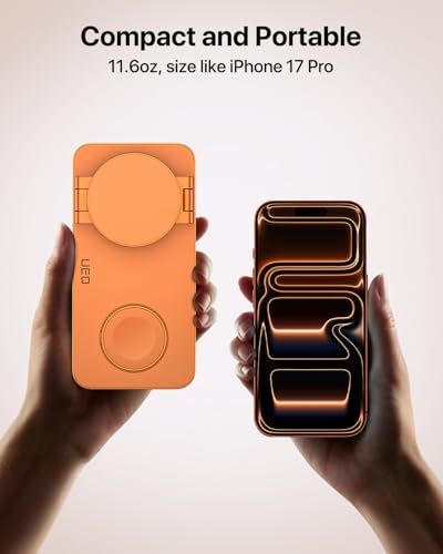 Image of UEQ Foldable 3 in 1 Wireless Charging Station for Apple Mag Safe Charger Stand,Fast Magnetic Wireless Charger Station for iPhone 17 Air 16 15 14 13 12 Series,Airpods Pro,Apple Watch Ultra (Orange)